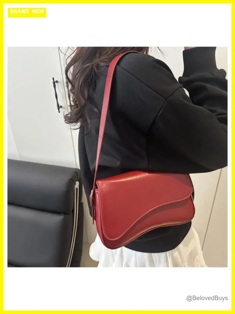 Vegetarian Leather Handbag, Shoulder Bag with Magnetic Buckle